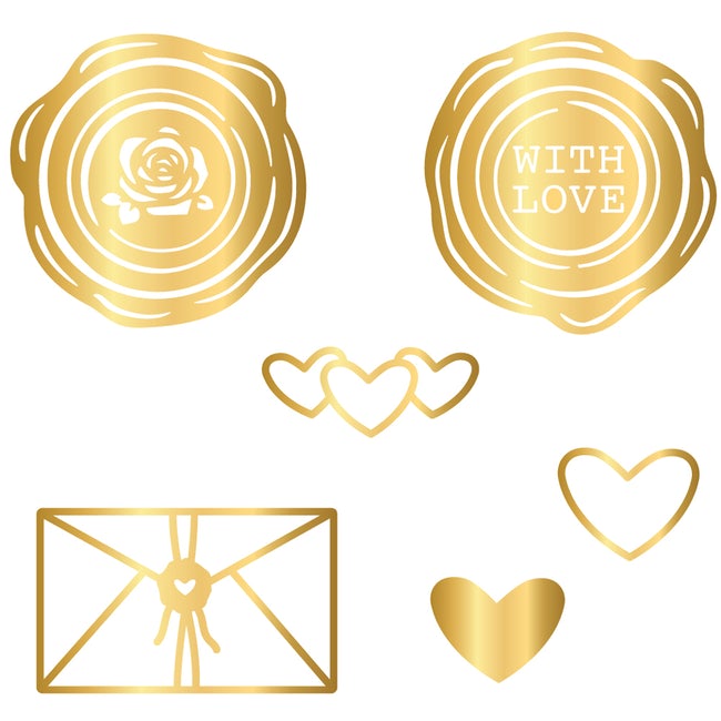 Gold Envelope Seals - 48 Embossed Gold Foil Seals